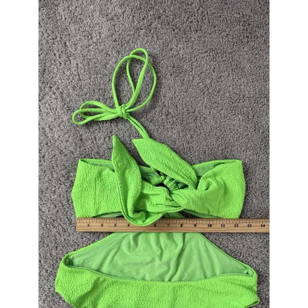 Mara‎ Hoffman Swimsuit Sz L Blanca Cutout One Piece Swimsuit Lime Green Textured
